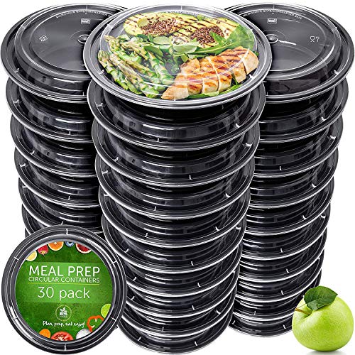 Meal Prep Containers  Reusable Plastic Containers with Lids  Disposable Food Containers Meal Prep Bowls  Plastic Food Storage Containers with Lids  Lunch Containers by Prep Naturals (30 Pack)