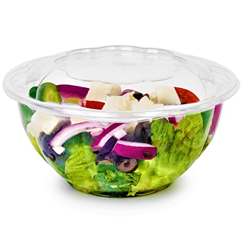 Disposable Salad Bowls With Lids  32 oz Salad Container For Lunch Container With Lid  Clear Plastic Bowls Large Containers  Serving Bowl Mixing Bowl Pack of 50