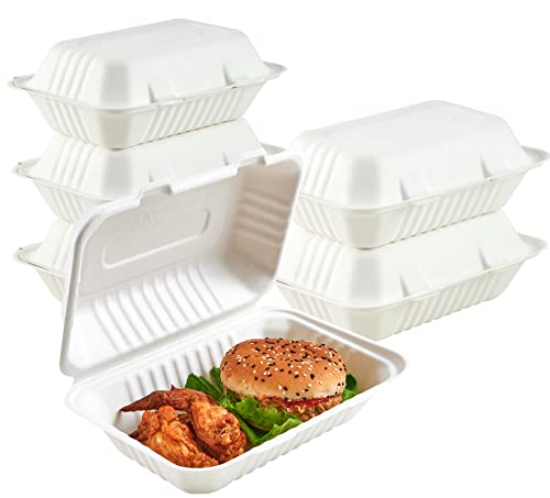 ECOLipak Clamshell Take Out Food Containers 96 50Pack Disposable To Go Containers，To Go Boxes for Food Salad