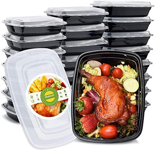 Glotoch Meal Prep Container Reusable50Pack 32oz Plastic Food Prep Containers with LidsBPA FreeMicrowave Dishwasher Safe Disposable Tupperware To Go Containers for FoodLeftoverSingle Compartment