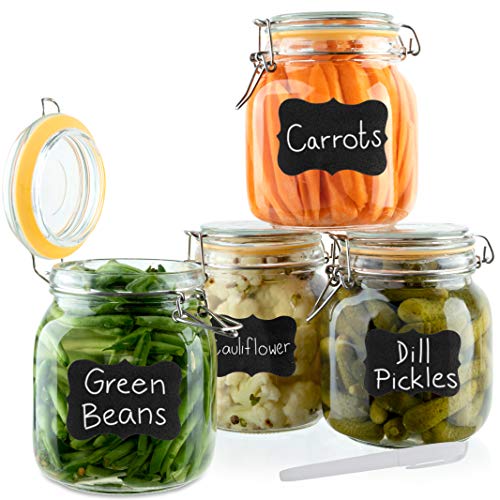 Galashield Glass Jars with Airtight Lids Kitchen Food Storage Canister Jars with Leak Proof Hermetic Clamp Seal Set of 4  33 oz