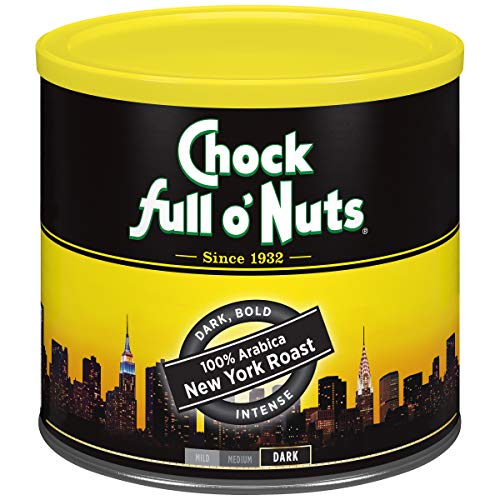 Chock Full oNuts New York Roast Ground Coffee Dark Roast  100 Arabica Coffee Beans  Bold FullBodied and Intense Flavored Dark Blend 23 ounces