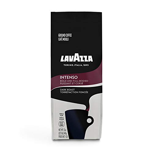 Lavazza Intenso Ground Coffee Blend Dark Roast 12Ounce Bag Authentic Italian Blended And Roated in Italy NonGMO Fullbodied dark roast with flavor notes of Chocolate for a bold rich result
