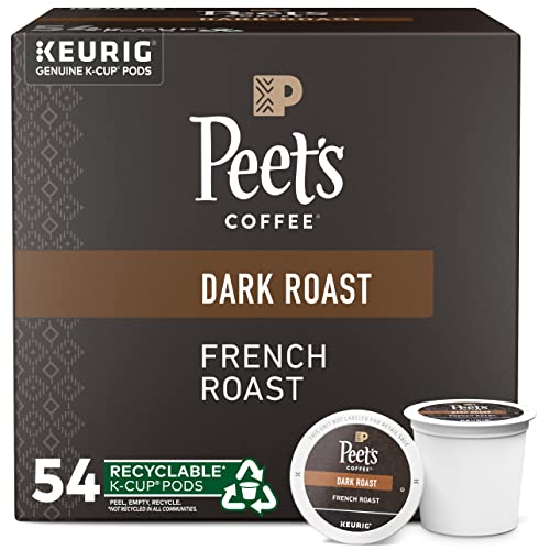 Peets Coffee French Roast Dark Roast 54 Count Single Serve KCup Coffee Pods for Keurig Coffee Maker