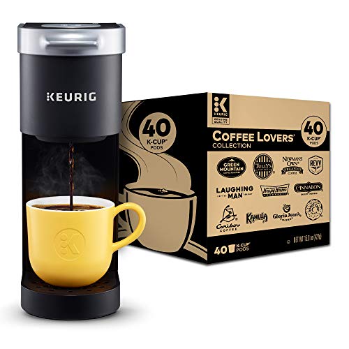 Keurig KMini Coffee Maker Black with Coffee Lovers 40 Count Variety Pack Coffee Pods