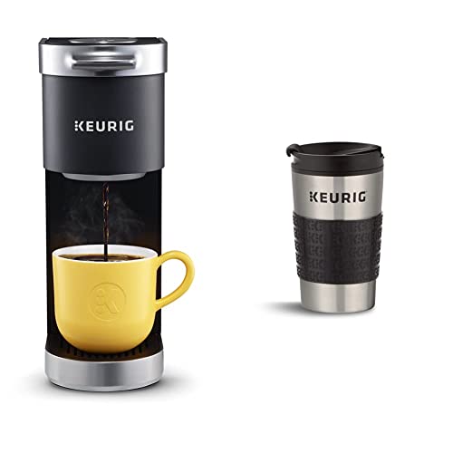 Keurig KMini Plus Coffee Maker 6 to 12 oz Brew Size Stores up to 9 KCup Pods Black  Travel Mug Fits KCup Pod Coffee Maker 1 Count (Pack of 1) Stainless Steel