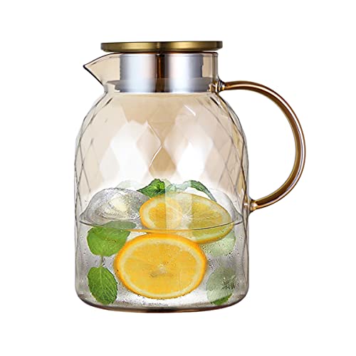shenlan Glass Pitcher with Lid and Spout 60 ozBorosilicate Glass Kettlefor Icehot Tea MakerBeverageHotCold Coffeemilk and Juice Carafe