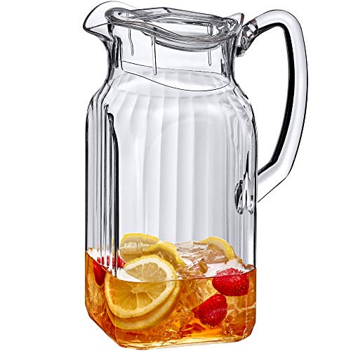 Amazing Abby  Quadly Bandly  Acrylic Pitcher (64 oz) Clear Plastic Water Pitcher with Lid Fridge Jug BPAFree ShatterProof Great for Iced Tea Sangria Lemonade Juice Milk and More