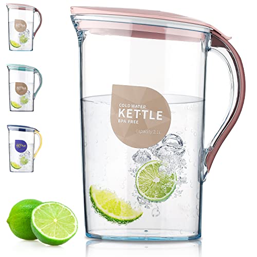 Berglander Fridge Door Water Pitcher With Lid Perfect for Making Tea Juice And Cold Drink 71 OZ Water Jug Made of Clear PET No Smell Clear Fiber Glass Carafe BPA free