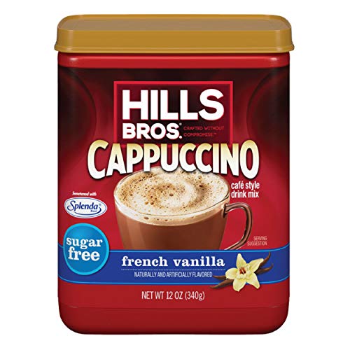 Hills Bros Instant SugarFree Decadent Cappuccino Mix Easy to Use Enjoy Coffeehouse Flavor from HomeFrothy with 0 Sugar and 8g of Carbs French Vanilla 12 Oz