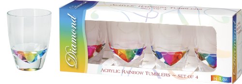 Merritt International Acrylic Drinkware Gift Sets Rainbow Diamond Tumbler 14Ounce