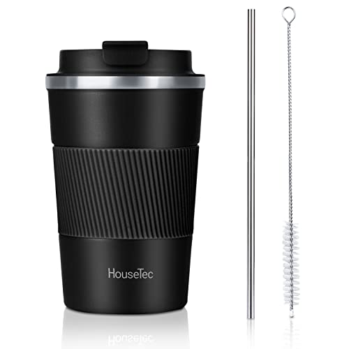 Coffee Travel Mug Double Walled Insulated Vacuum Coffee Tumbler With Leakproof Flip Insulated Coffee Mug For Hot And Cold Water Coffee And Tea In Travel Car Office School Camping (14OZ Black)