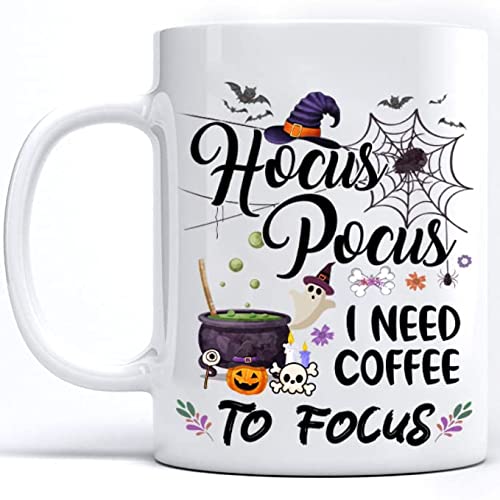 Hocus Pocus I Need Coffee to Focus Mug  Funny Halloween Mug for Tea Coffee Hocus Pocus Mug Gift