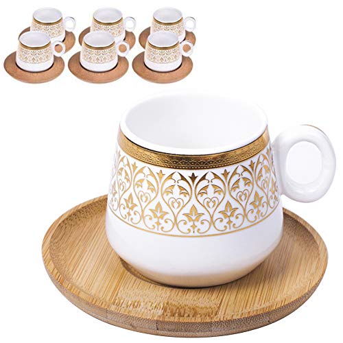 Alisveristime 12 Pc Turkish Greek Arabic Coffee Espresso Cup Saucer Porcelain Set Arabesque Pattern Cups (Ottoman)