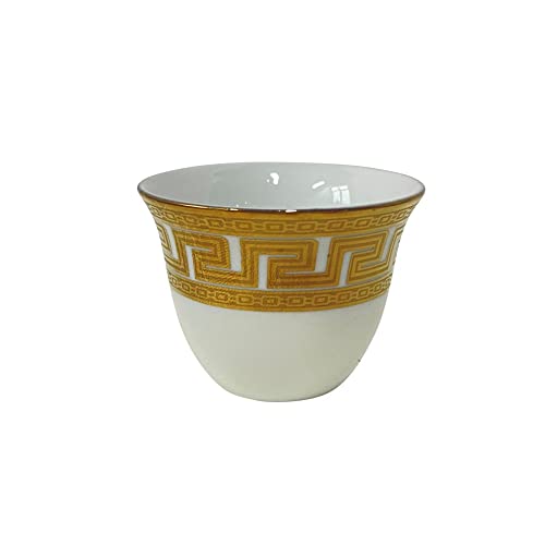 Prestige Housewares Turkish Arabic Coffee Cups Gawa Style 3 oz 80 cc  Set of 12 Cups (Gold Key)