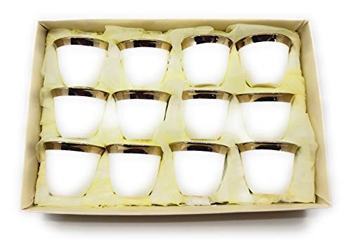 Turkish Arabic Coffee Cups Gawa 3 oz 80 cc  Set of 12 (Golden Rim)