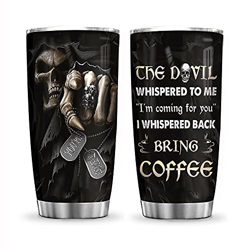 64HYDRO 20oz Birthday Gifts for Men Dad Son Husband Unique Gifts for Men Cool Funny Gifts for Men Skull Devil Bring Coffee Tumbler Cup with Lid Double Wall Vacuum Insulated Travel Coffee Mug