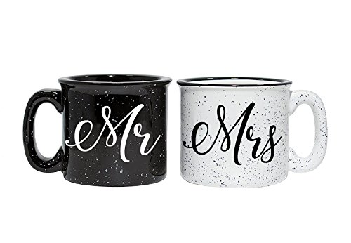 Mr and Mrs Couples Camping Ceramic Coffee Mug Set 15oz  Unique Wedding Gift For Bride and Groom  His and Hers Anniversary Present Husband and Wife  Engagement Gifts For Him and Her