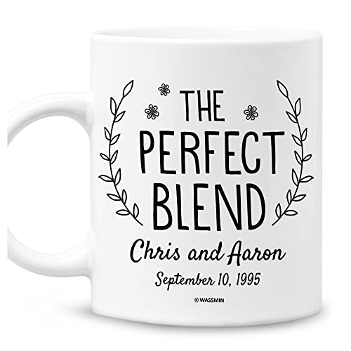Wassmin Personalized Couple Mugs The Perfect Blend Coffee Mug Cups 11oz 15oz Birthday Christmas Anniversary Wedding Gifts For Married Couples Husband Wife Hubby Wifey Mr  Mrs His Her Custom Name