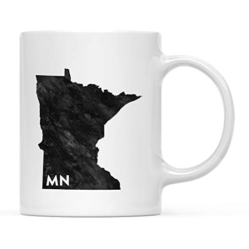 Andaz Press 11oz US State Coffee Mug Gift Modern Black Grunge Abbreviation Minnesota 1Pack White Elephant Christmas Birthday Gifts Under 10 for Him Her Long Distance Moving