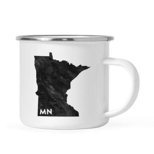 Andaz Press 11oz US State Stainless Steel Campfire Coffee Mug Gift Modern Black Grunge Abbreviation Minnesota 1Pack Metal Enamel Camping Camp Cup for Him Her Christmas Hostess Long Distance