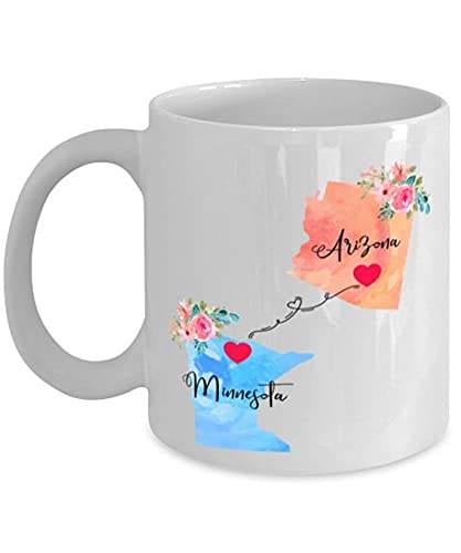 Arizona Minnesota Coffee Mug Long Distance Mug State to State Mug Gifts For Him Her Husband Wife Gifts Couple Gifts Best Gifts Idea For Birthday Valentine Christmas (Multi 19)