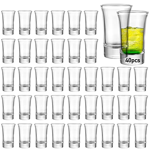 40 Pack Shot Glass Bulk Set with Heavy Base Aoeoe 15 Ounce Whiskey Shot Glasses Clear Shot Glass Set Round Shot Glasses Bulk Small Glass Shot Cups for Vodka Whiskey Tequila Espresso Liquor