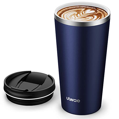 Insulated Coffee Mug with Ceramic Coating Ulwae 18oz Travel Mug with Leakproof Lid Vacuum Doublewall Tumbler Stainless Steel Thermal Cup for Tea Hot Cocoa Cold Beverage Ice Drinks