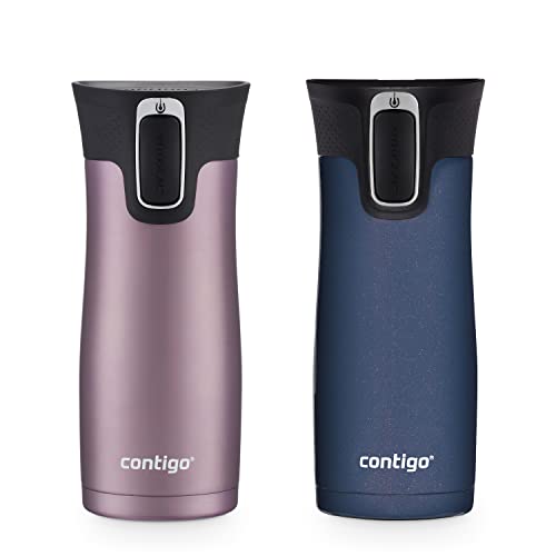 Contigo AUTOSEAL West Loop VacuumInsulated Stainless Steel Travel Mug with EasyClean Lid 16 Oz 2Pack Vervain Midnight Berry
