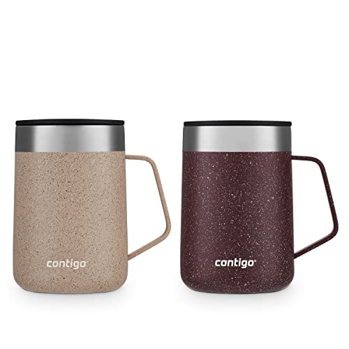 Contigo Stainless Steel VacuumInsulated Mug with Handle and SplashProof Lid 14 oz 2Pack Brown Sugar Speckle  Chocolate Truffle Speckle