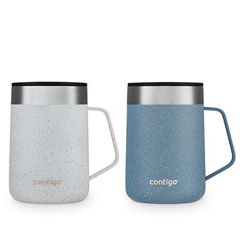 Contigo Stainless Steel VacuumInsulated Mug with Handle and SplashProof Lid 2Pack 14 oz Salt Speckle  Dark Ice Speckle