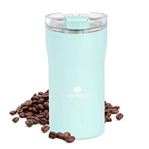Travel Coffee Mug 12 oz Santeco Insulated Coffee Cups with Flip Lid Thermos Stainless Steel Coffee Mugs Spill Proof Double Wall Vacuum Tumbler Reusable To Go Mug for HotIce Coffee Tea  Green