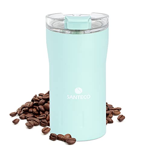 Travel Coffee Mug 12 oz Santeco Insulated Coffee Cups with Flip Lid Thermos Stainless Steel Coffee Mugs Spill Proof Double Wall Vacuum Tumbler Reusable To Go Mug for HotIce Coffee Tea  Green