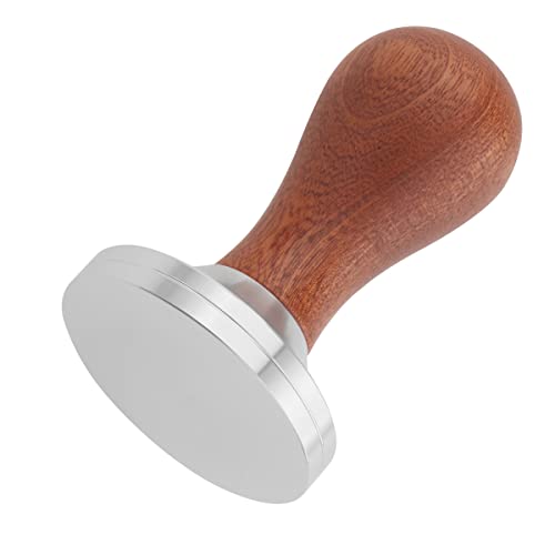 58mm Espresso Tamper Coffee Tamper Espresso Press Tamper Tool Flat Stainless Steel Base with Wooden Handle