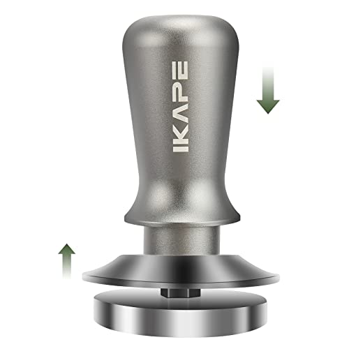 IKAPE 58mm Espresso Tamper Premium Barista Coffee Tamper with Calibrated Spring Loaded 100 Stainless Steel Base Tamper Compatible with Espresso Machine Rancilio Gaggia Bottomless Portafilter