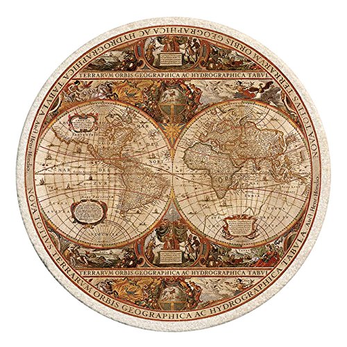 Thirstystone Old World Passages Printed Sandstone Coasters All Natural Stone with NonSlip Cork Backing Drink Absorbent  Protects Table Set of 4Antique Map