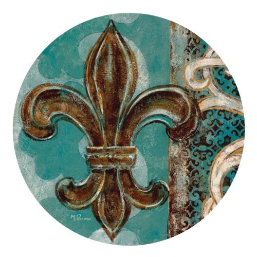 Thirstystone Sandstone Coaster Set All Natural Stone NonSlip Backing Drink Absorbent  Protects Table Teal Fleur de Lis (Set of 4) Green TSMA8