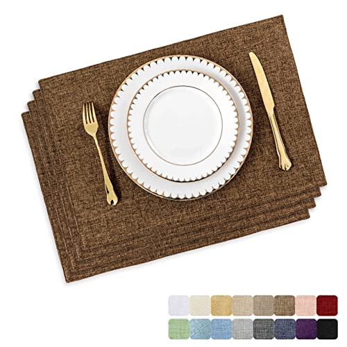 Home Brilliant Placemats Set of 4 Heat Resistant Dining Table Place Mats Kitchen Table Mats Brown