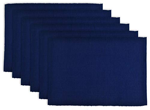 DII Basic Everyday Ribbed Tabletop Collection 100 Cotton Placemat Set 13x19 Nautical Blue 6 Pieces