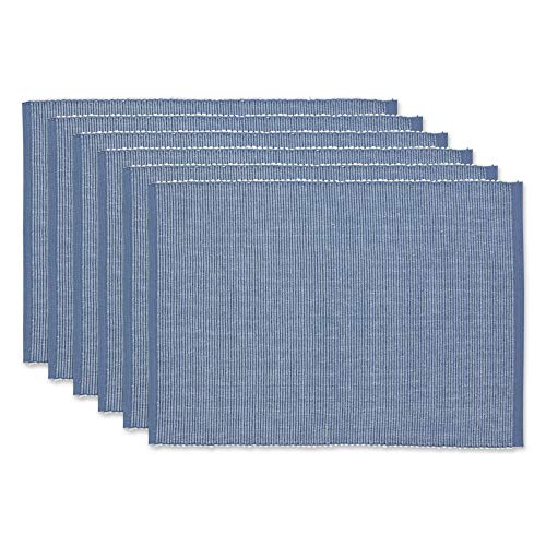 DII TwoToned Collection Tabletop Placemat Set Stonewash Blue 6 Piece