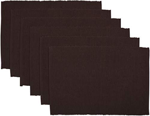 Yourtablecloth Ribbed Cotton Placemats  Placemat with Thicker Construction  Heavy Duty Eco Friendly  Elegant Large Placemats Set of 6 Be it Restaurant or Home  Chocolate