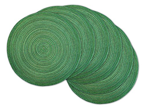 DII Tabletop Collection Variegated Round Placemat Round 15 Diameter Sparkle Green 6 Piece