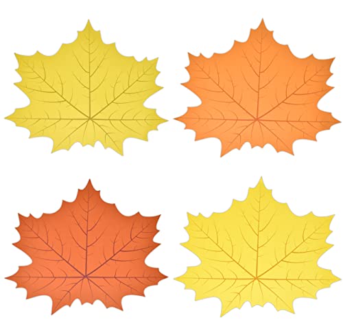 Disposable Paper Harvest Leaf Place Mats 60 Pack 4 Fall Colors Orange Yellow Green Red Maple Leaves Table Mat Chargers for Halloween and Thanksgiving 135 x 17 Autumn Crafts Dinner Party Decorations