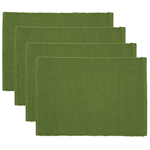Now Designs Spectrum Placemats Thick Ribbed Cotton Fir Green 19x13 inches Set of 4