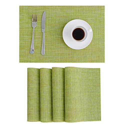 PlacematsPlacemats for Dining TableHeatResistant Placemats Stain Resistant Washable PVC Table MatsKitchen Table mats (4 Green)