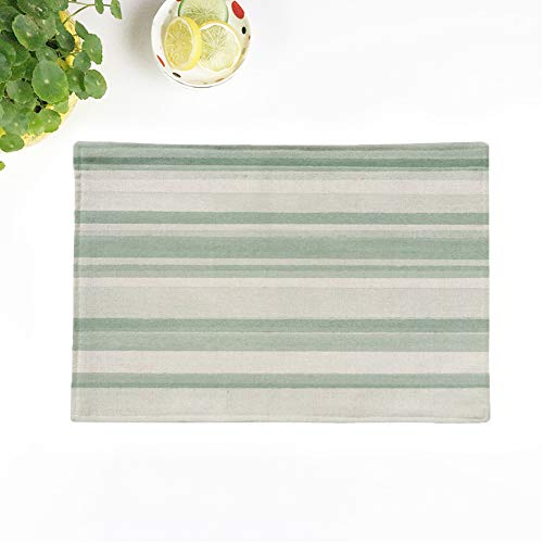 rouihot Set of 6 Placemats Green Pattern Sage Watercolor Stripes Mint White Modern 18x125 Inch Parties Decor NonSlip Washable Place Mats for Kitchen Dinner Table Mats