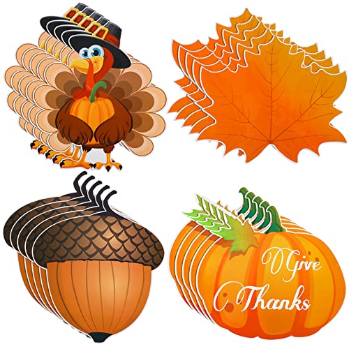 60 Pieces Thanksgiving Placemats Maple Leaves Pumpkins Turkey Nut Table Place Mats Disposable Fall Harvest Paper Placemats Autumn Placemats Orange Color Dining Table Mats for Home Kitchen Party Decor