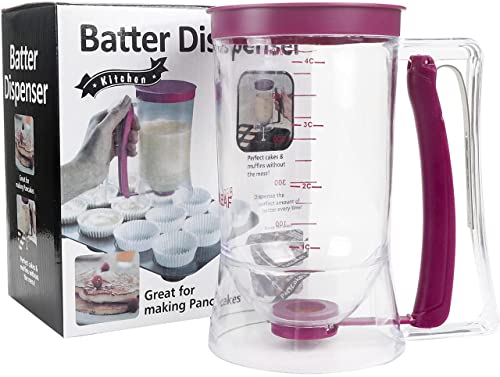 Mcffaga Pancake Cupcake Batter Dispenser for Waffles Muffin Mix Crepes Cake Purple