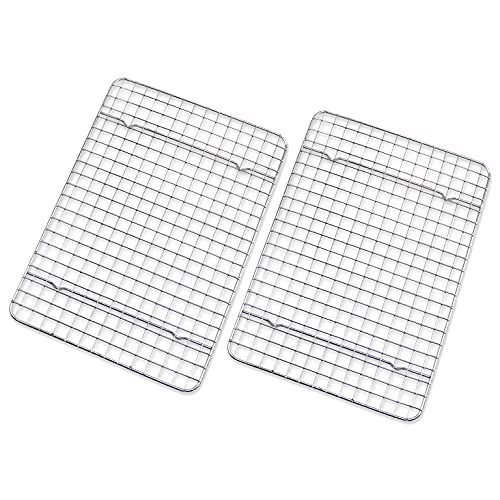 Checkered Chef Cooling Rack  Set of 2 Stainless Steel Oven Safe Grid Wire Racks for Cooking  Baking  8 x 11 ¾