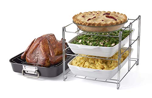 Nifty Solutions Oven Insert with Large NonStick 3Tier Baking Rack and Roasting Pan Included Charcoal and Chrome
